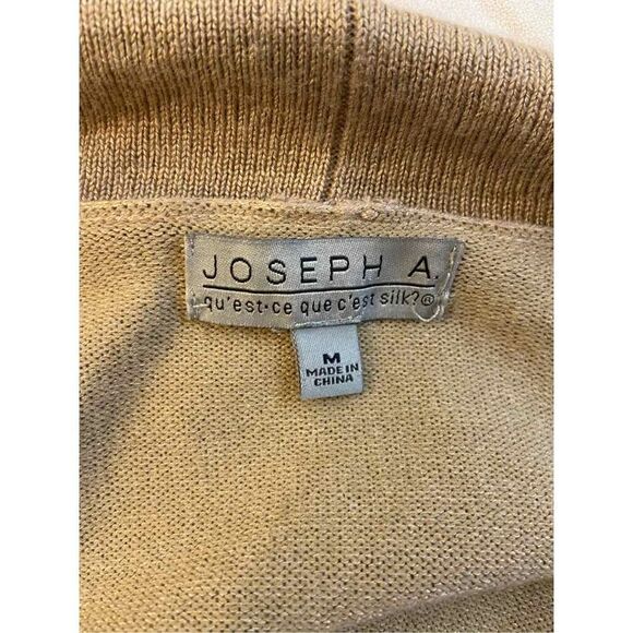 Joseph A Questce que cest Silk Rayon blend Tan Cardigan tassels medium M - Picture 5 of 7